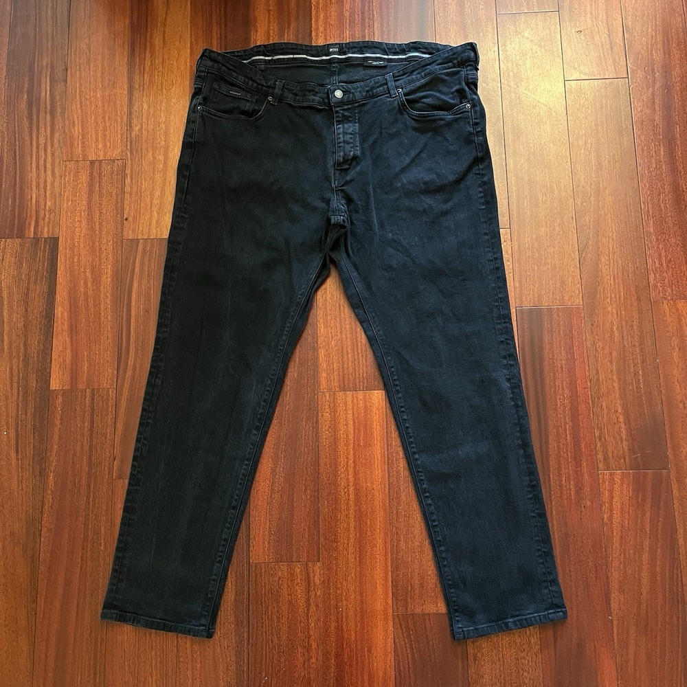 Hugo Boss Jeans 46x32 Black Candiani Denim Italian Fabric Dark Wash Mint